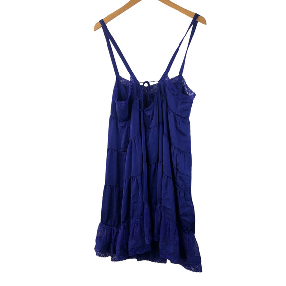 Free People Swing Chemise Lace Tiered Babydoll Y2K Style Purple Women's Large - Picture 8 of 10